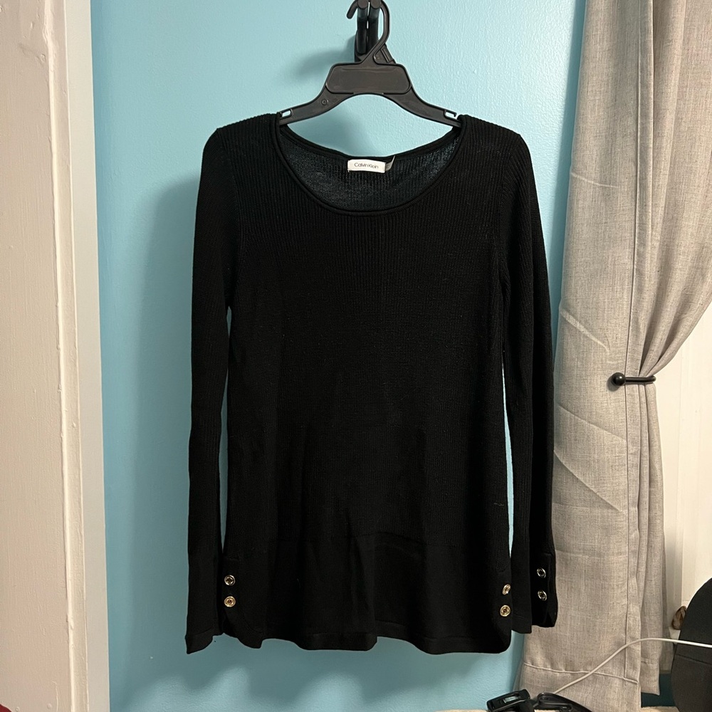 Calvin Klein Black Fitted Buttoned Blouse